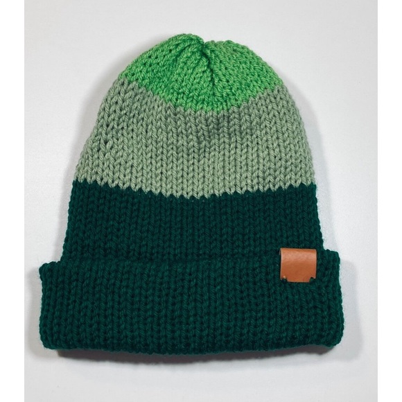 Handmade 3 toned green beanie - Picture 2 of 2